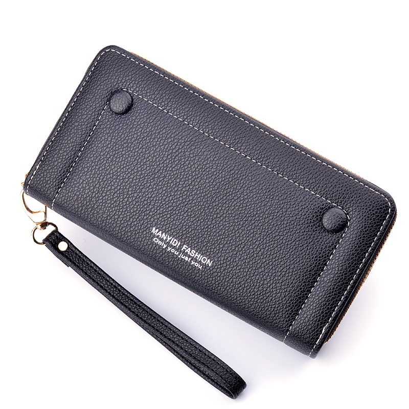 DOMPET PANJANG WANITA 2 RESLETING NICELA PREMIUM MUAT HP KULIT HITAM WA626B5 KOREA IMPORT SLOT KARTU PENDEK KOIN BRANDED REMAJA KEKINIAN TALI SIMPLE FASHION MURAH CEWEK BATAM