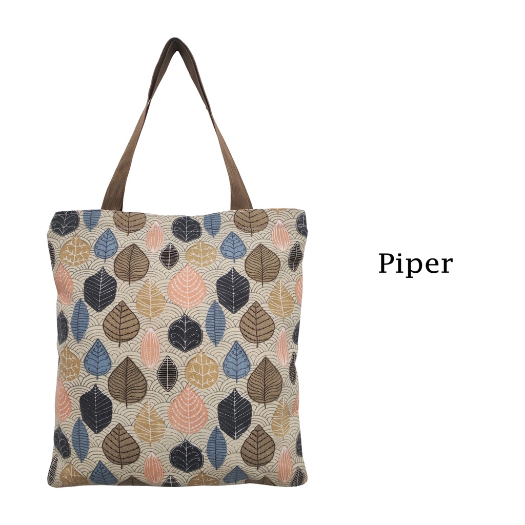 TOTE BAG / TOTEBAG KANVAS DENGAN RITSLETING KUAT DAN TRENDY / TAS TOTE MOTIF PIPER