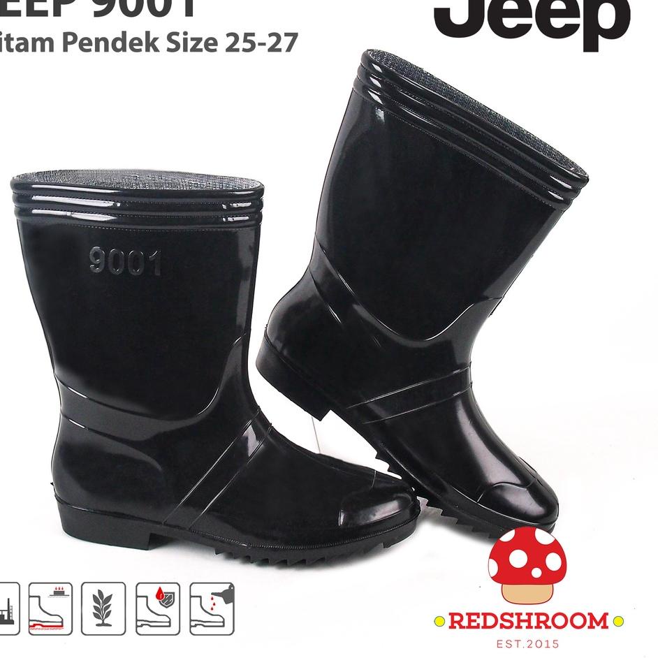 Jual HI Sepatu Boot Pendek Jeep 9001 Full Black - Sepatu Perkebunan