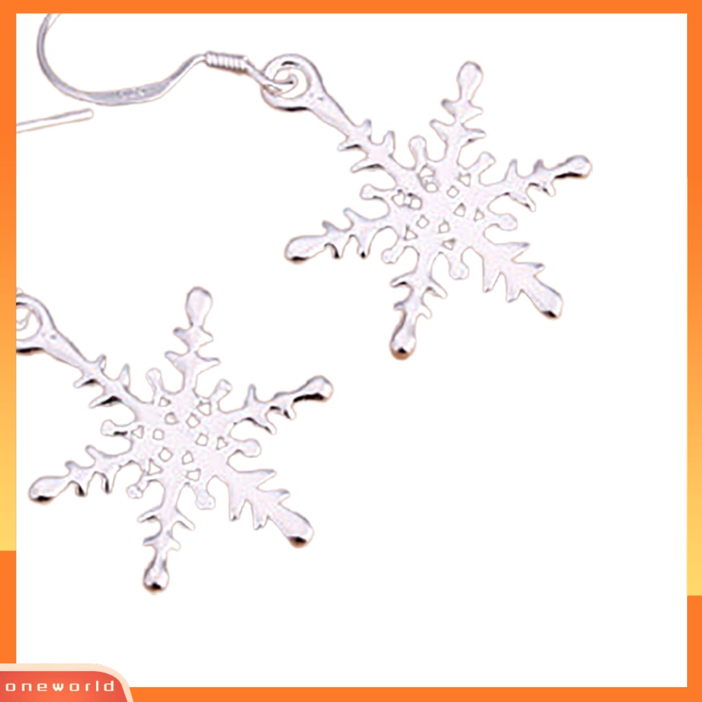 [WONE] 1pasang Anting Desain Snowflake Gaya925 Lapis Perak Wanita Anting Kait Untuk Natal