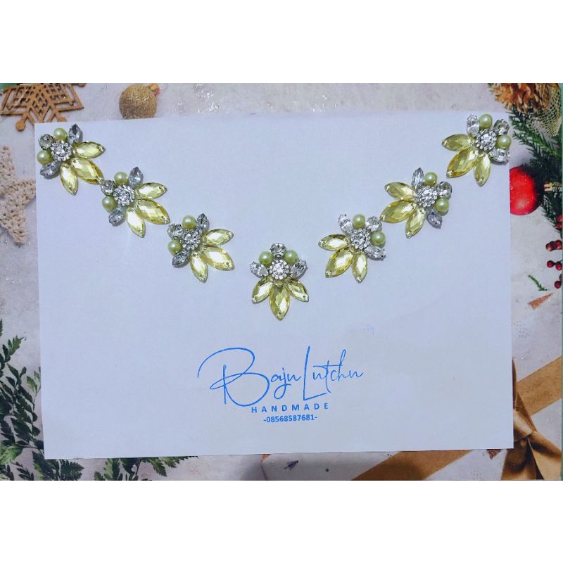 Payet rangkai hijau kuning lime leher pinggang