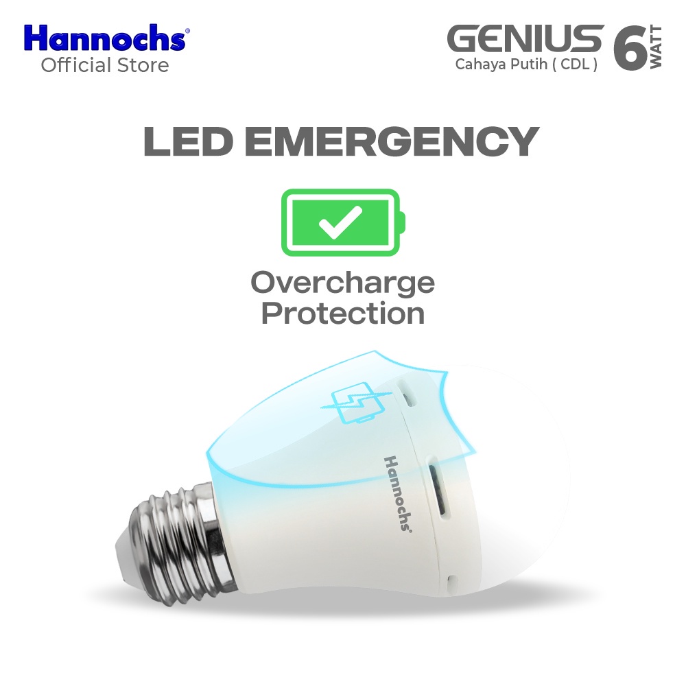 Hannochs Emergency GENIUS 6 watt CDL 2 pcs - Putih - Paket Murah