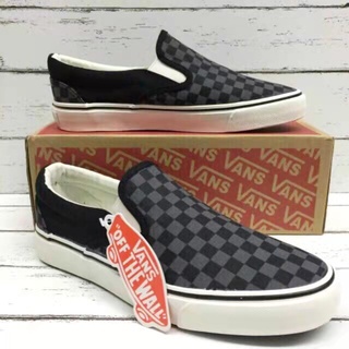 Sepatu Vans Slip On Sol Checkerboard Grey Black White Abu Hitam Putih Motif Kotak Catur Sekolah Kerja Kuliah hangout Keren Santai Murah