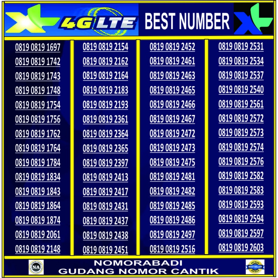 nomorcantik xl 4G 0819 0819 xxxx h100