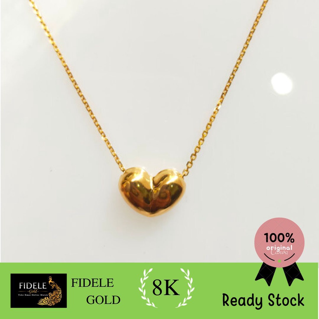 Kalung Hati Fashion Sandra Dewi Golden Love Emas Asli Kadar Muda Kalung Ringan Cantik Emas 375