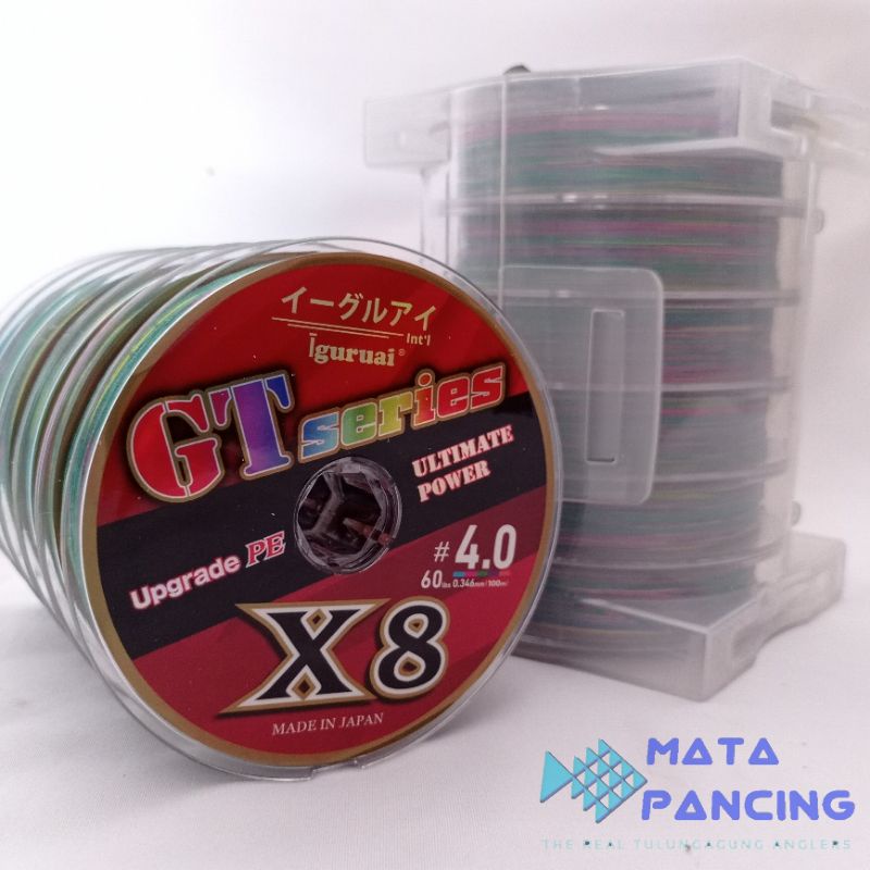 Benang PE iguruai GT series X8 braid 100m connecting multicolour benang PE pancing untuk casting dan jigging laut dan air tawar senar PE