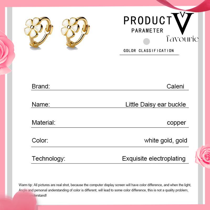 CODS925 Silver Retro Daisy Earrings Anting Hoop Sederhana Desain Niche Gesper Telinga-FA
