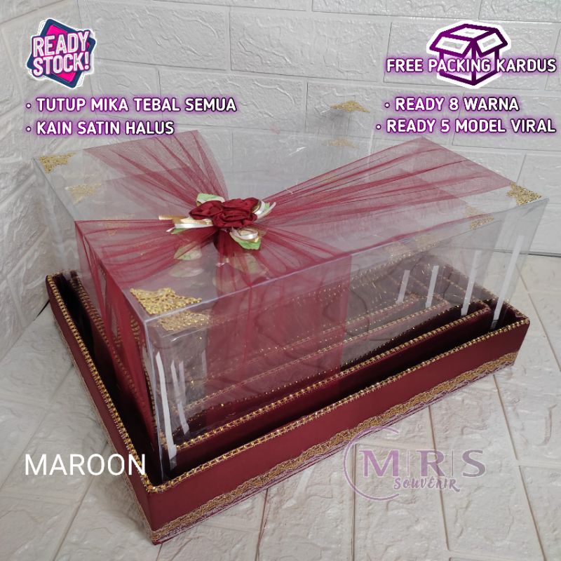 Kotak Tempat Seserahan Pernikahan Lamaran Pengantin Isi 4 Box Hantaran Ready 4 Model Hits + Tutup Lengkap Full Hiasan