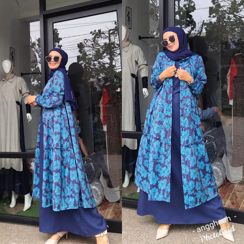 Kayla Set dress Matt Inner toyobo+Tunik silk bkk full kancing