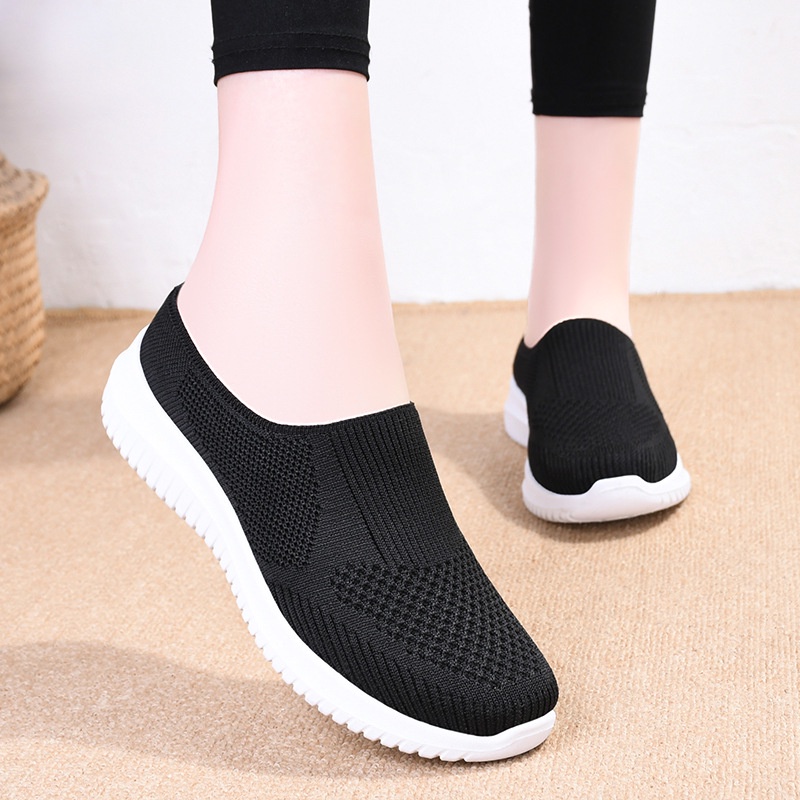 GROSIRTAS &quot;FREE BOX&quot; LV0189 Sepatu Slop Wanita Import Sepatu Sport Rajut Wanita Sepatu Wanita Tanpa Tali