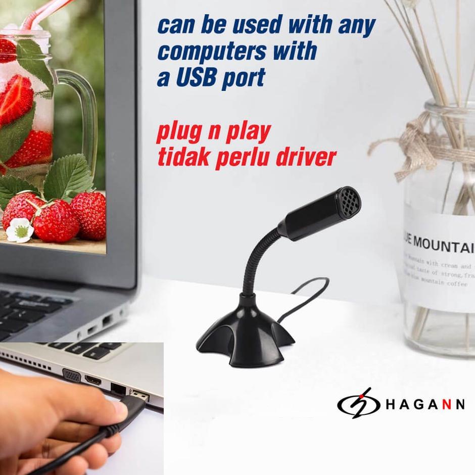 Tren Terbaru MIC-U03 USB Microphone Stand PC Laptop Mikrofon Kabel Condenser Kecil Microfon Zoom Mee