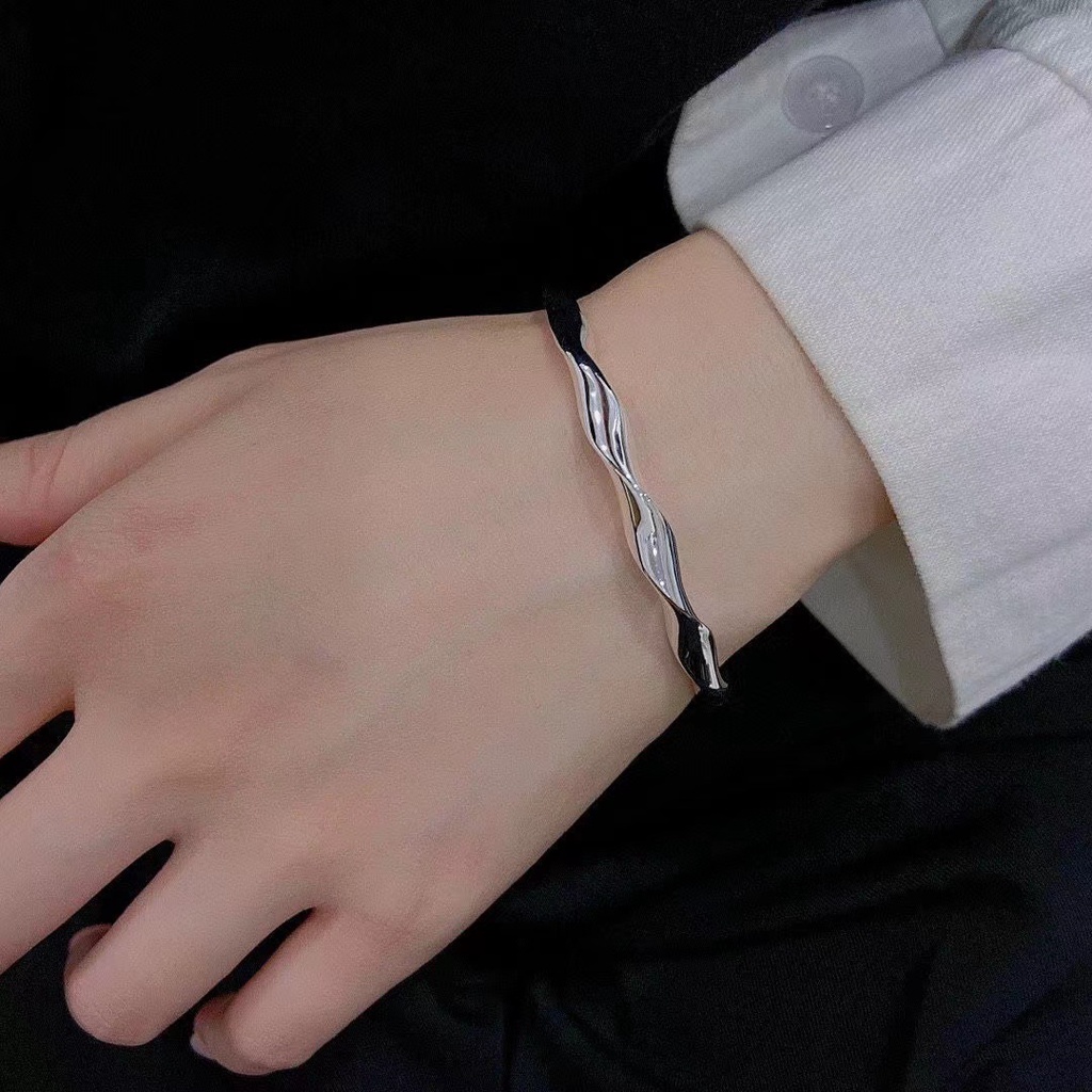 Gelang Tangan Silver Glossy Polos Untuk Wanita