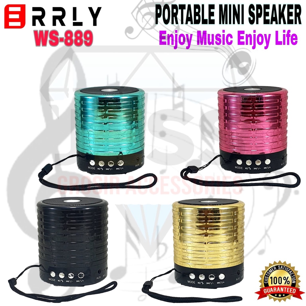 Speaker Bluetooth ERRLY WS889 Portable Speker Mini Wireless WS-889 Stereo SUPER BASS