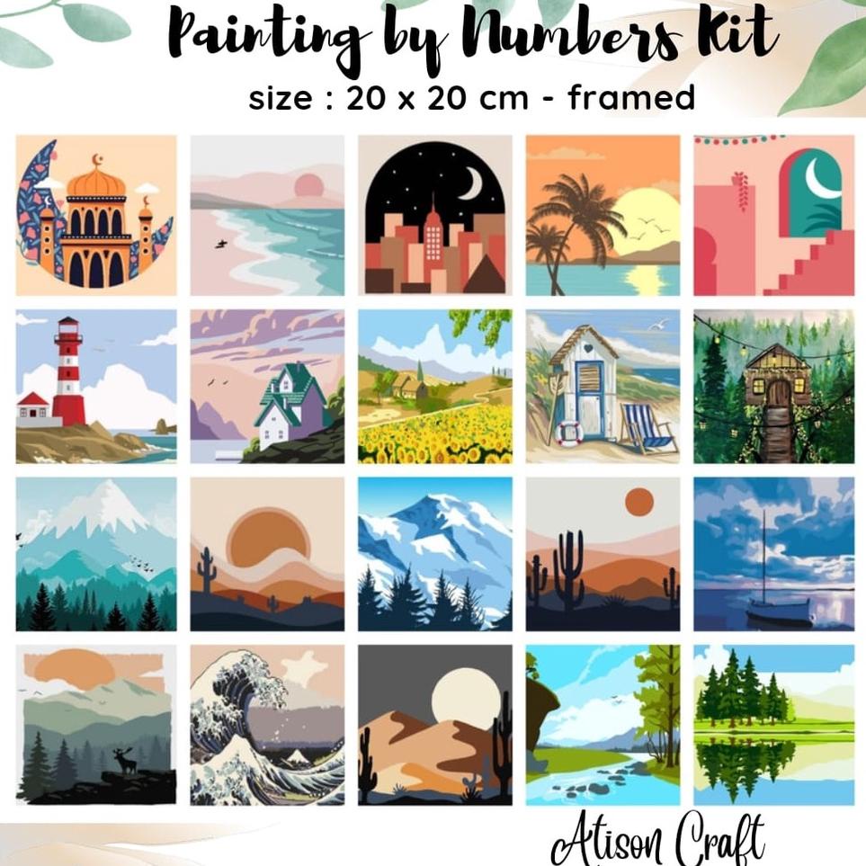

BISA COD mini diy paint by number kit ready jakarta. painting by numbers 20x20cm - world series
