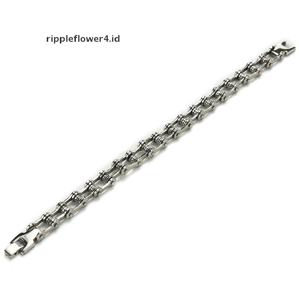 {rippleflower4.id} Gelang Punk Stainless Steel Pria Biker Sepeda Motor Rantai Bracelets 8.5 &quot;~