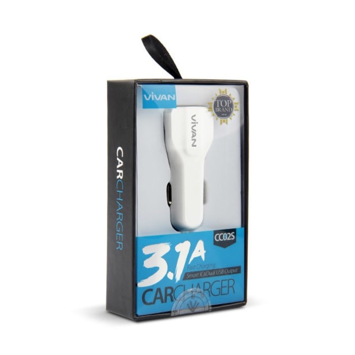 Carger Mobil Sever Saver  Vivan CC02s 2USB 3 1A Fast Putih awet S7A9 keren TERMURAH BISA COD terlari