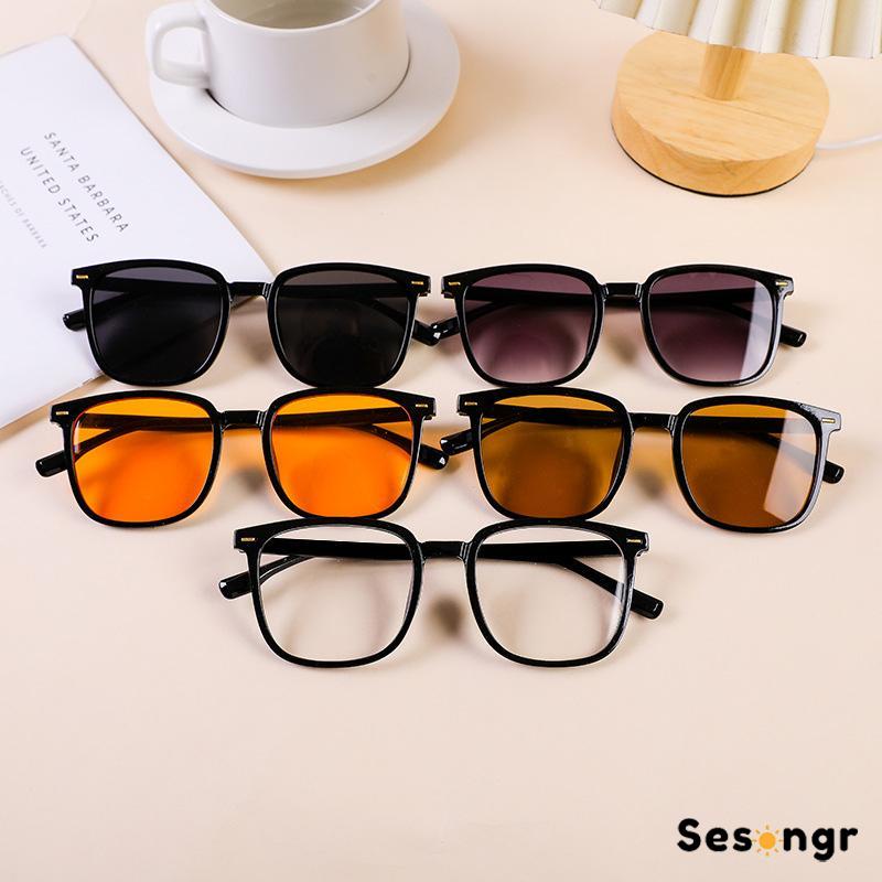 Kacamata Hitam Anti Radiasi Kacamata Korea Fashion Retro Bingkai Hitam Sunglasses Untuk Wanita/Pria - SG