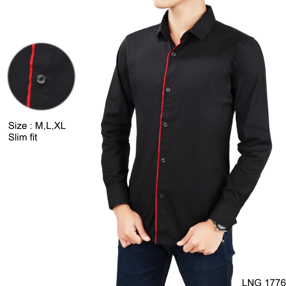 Formal Shirt For Mens Katun Hijau Stabilo LNG 1570