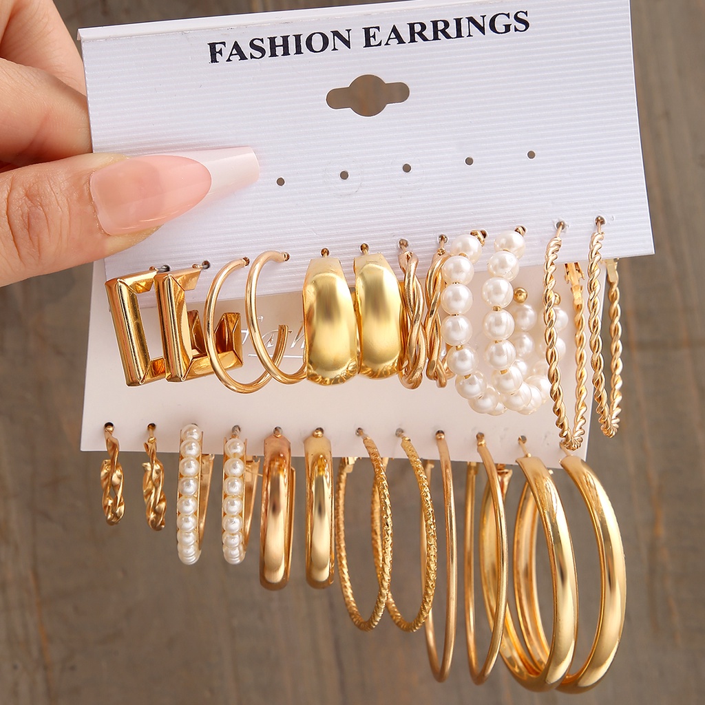 Fashion Resin Emas Perak Anting Set Perak Untuk Wanita Mutiara Kristal Jantung Stud Hoop Earring Butterfly Bebek Bintang Perhiasan Aksesoris