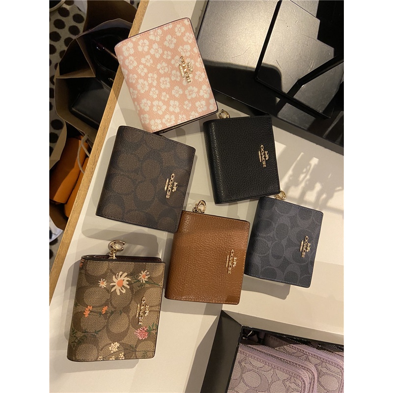 Coach Snap Wallet In Signature Canvas Coach Dompet wanita Lipat short wallet coach wallet coach Dompet