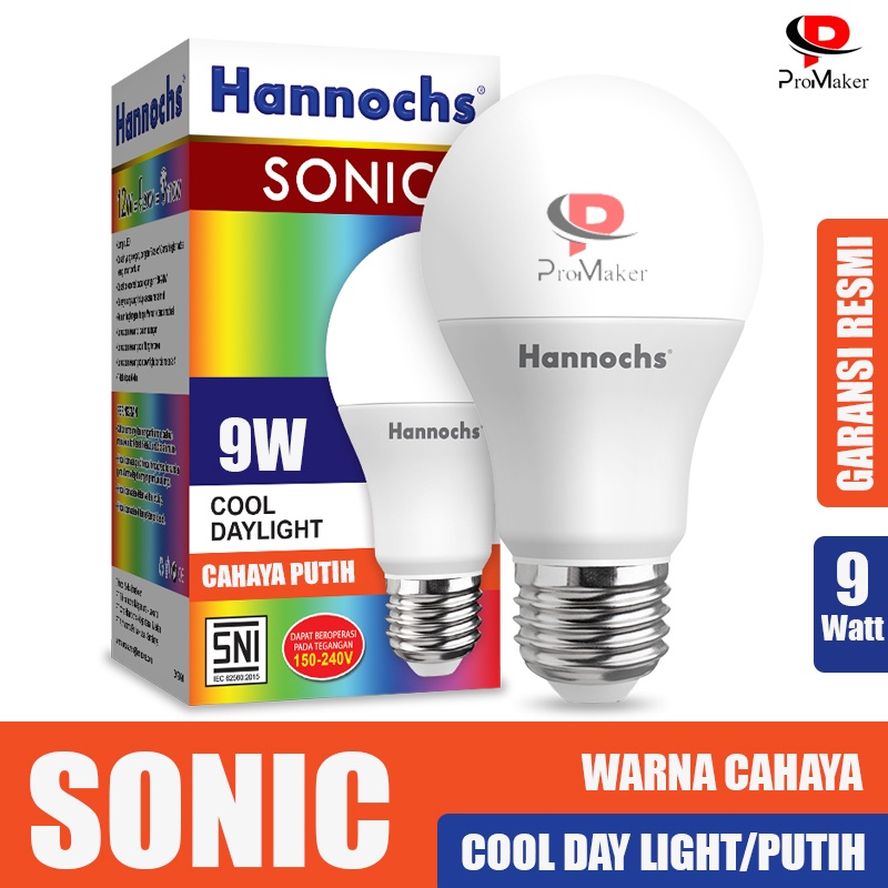 Hannochs Sonic Lampu LED Bulb 9 Watt CDL SNI Garansi Resmi 1 Tahun Original