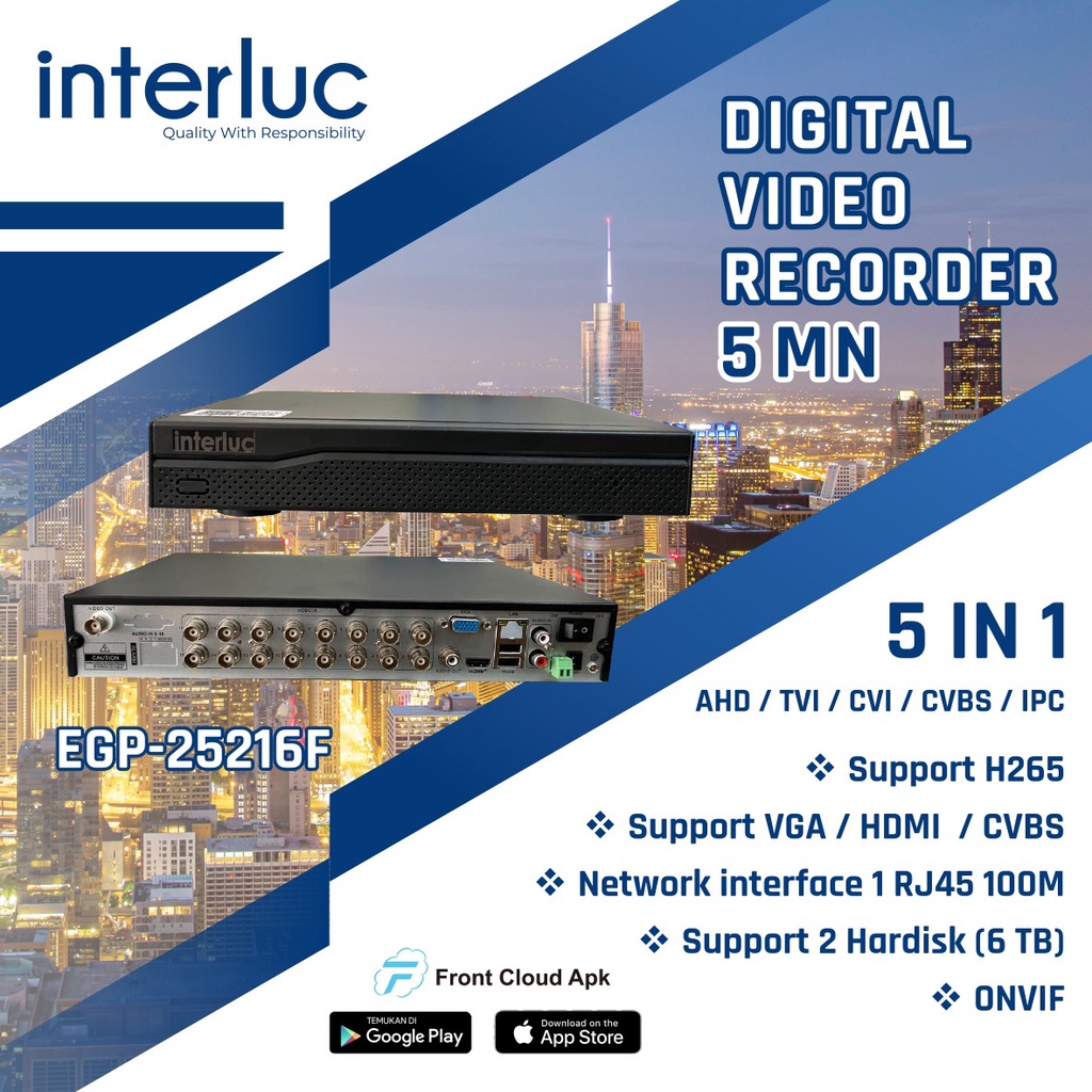 INTERLUC EGP 25216F DVR 5MP 16 CHANNEL