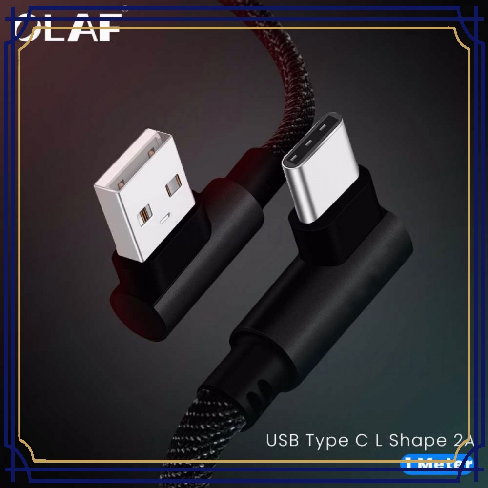 Kabel Charger USB Type C L Shape 2A 1 Meter -CV802