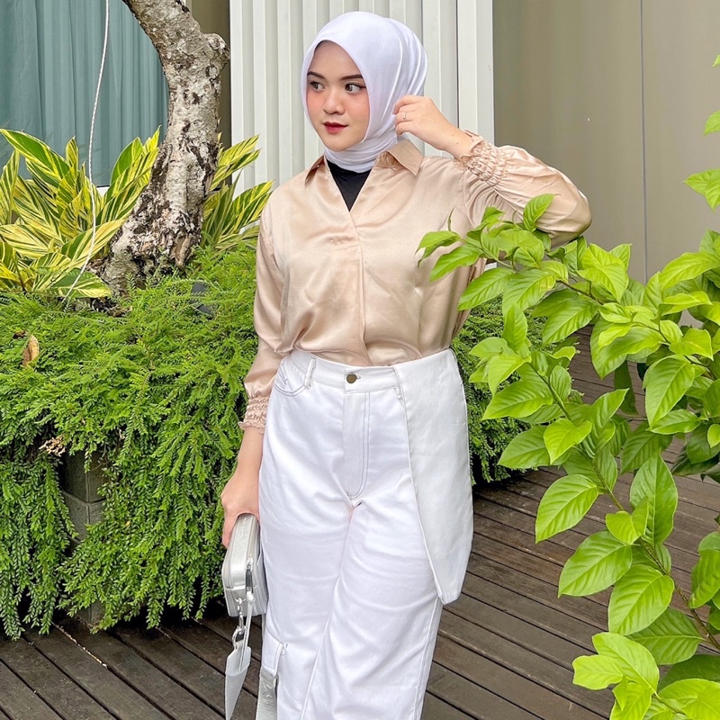 Zayda Shirt Top Kerut Silk ByVitafa