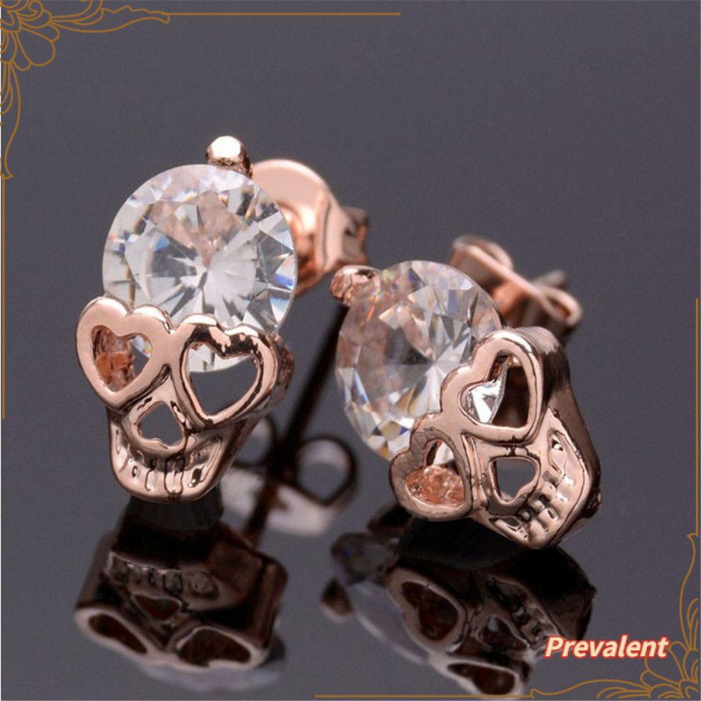 Preva Stud Earring Anting Tusuk Gaya Punk Festival Perhiasan Hadiah Alloy Zirkon Halloween