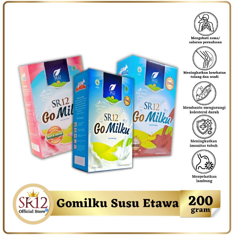 

Gomilku SR12 Susu Kambing Etawa Bubuk Tinggi Kalsium Protein Mencegah Osteoporosis Tulang Sendi Mengobati Asma Saluran Pernapasan Melancarkan ASI Meningkatkan Nafsu Makan Anak Dewasa