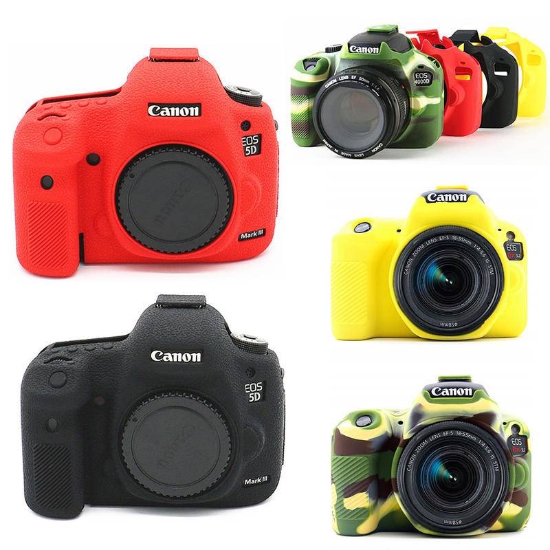 Untuk Canon EOS 6D 80D 750D 3000D 4000D 200D 5DS 5DR 5D Mark III IV 5D3 5D4 Silicone Skin Case Penutup Tas Kamera DSLR