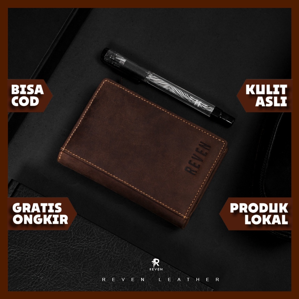 Bifold Dompet GLORY Leather Small Card Wallet Slot Kartu Banyak 2 Sekat Ruang ATM STNK Coin Koin dan
