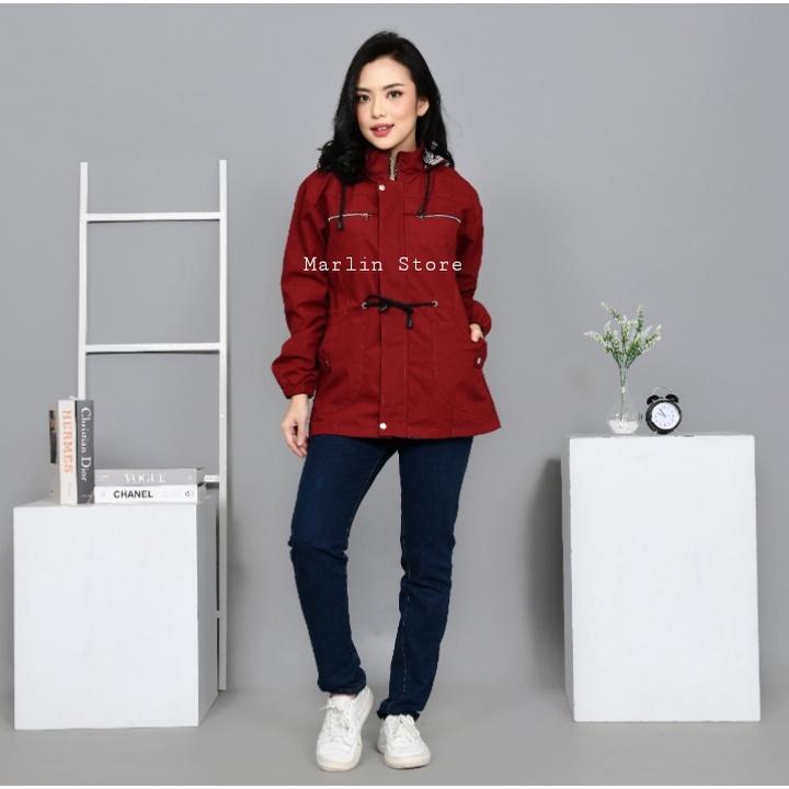 Jaket Parka Cewek Jumbo / big size Size L - XL - XXL - XXXL - XXXXL hoodie bisa dilepas