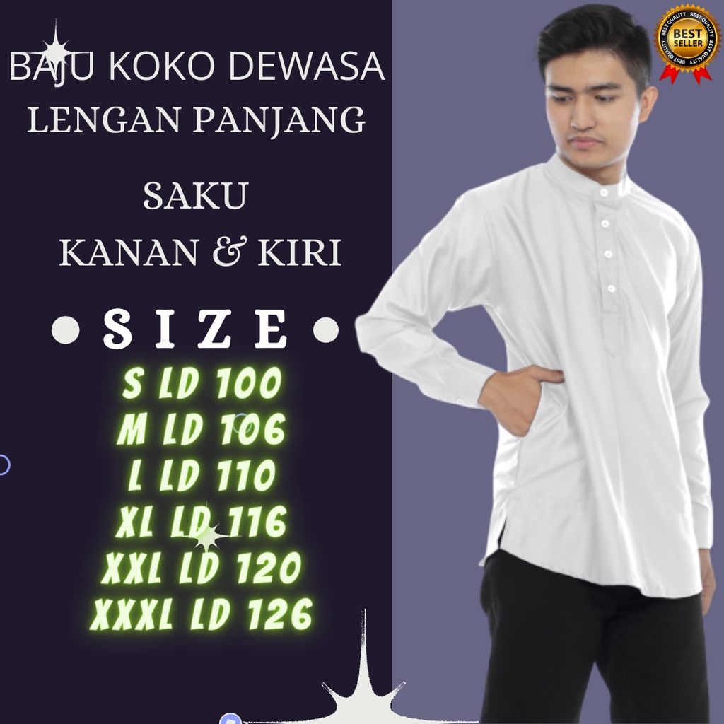 Kurta Koko Pria Akhyar Baju Muslim Lengan Panjang Cowok Atasan Terbaru Pria Size S-M-L-XL-XXL-XXXL T