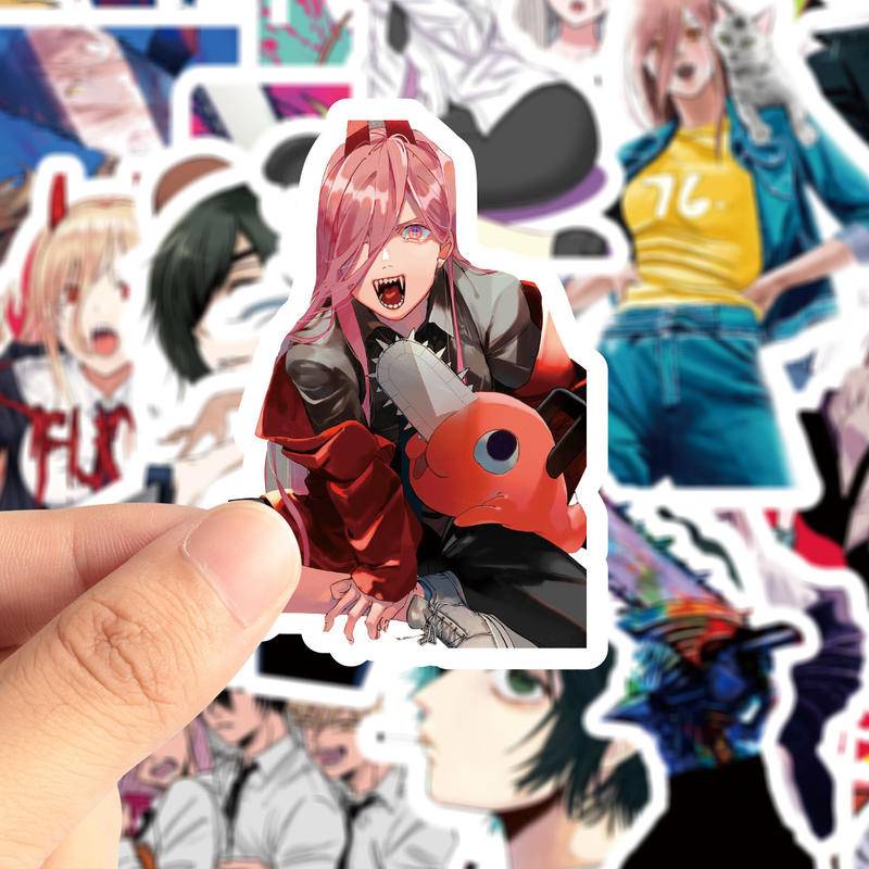 50pcs /Set Anime Chainsaw Man Denji Makima Aki Hayakawa Power Pochita Stiker Aesthetic Motor Ponsel Mobil Skateboard Laptop Stiker Mainan Anak Klasik In Stock New Arrival LY