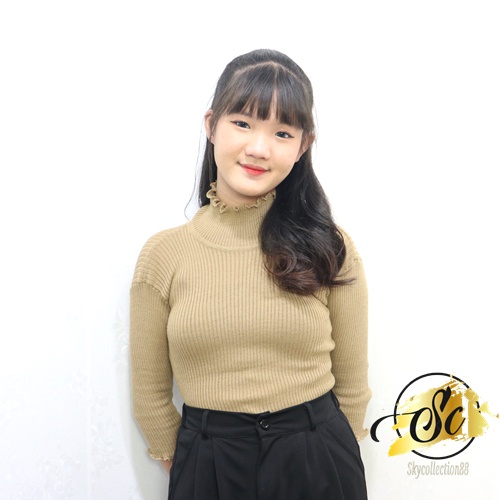 [✅COD ]  TurtleNeck LENGAN 3/4 Kriwil Neci Rajut Wanita