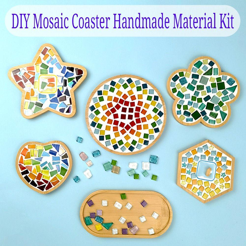 Solighter Mosaic Coaster Hadiah Dekorasi Rumah Tangga Kerajinan Ubin Kristal Set