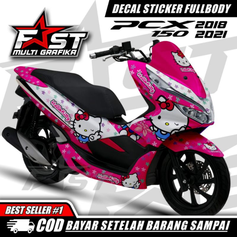 Decal stiker striping Fullbody Hello Kitty PCX 150 2018 - 2021 Decal Pcx Decal stiker striping fullb