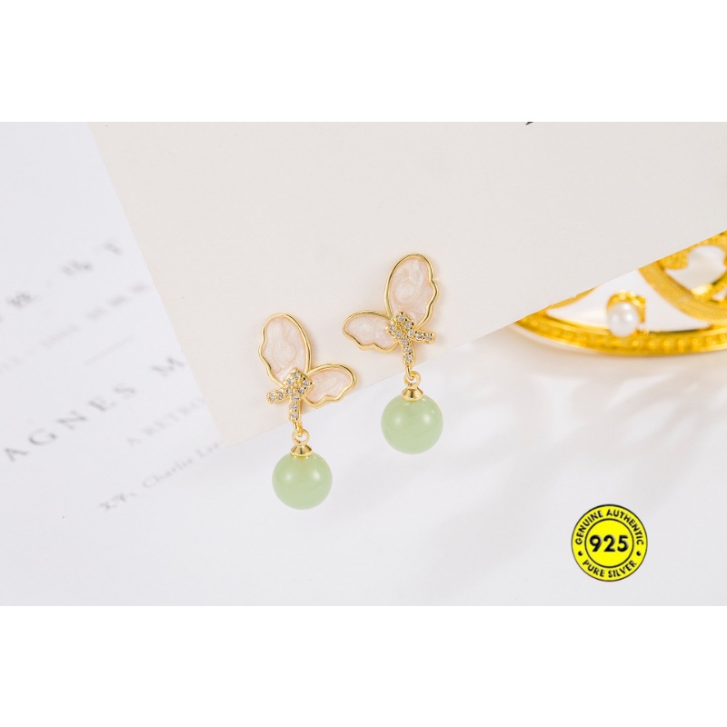 Tetesan Minyak Butterfly Hetian Lvzhu Eardrops Untuk Wanita U1408