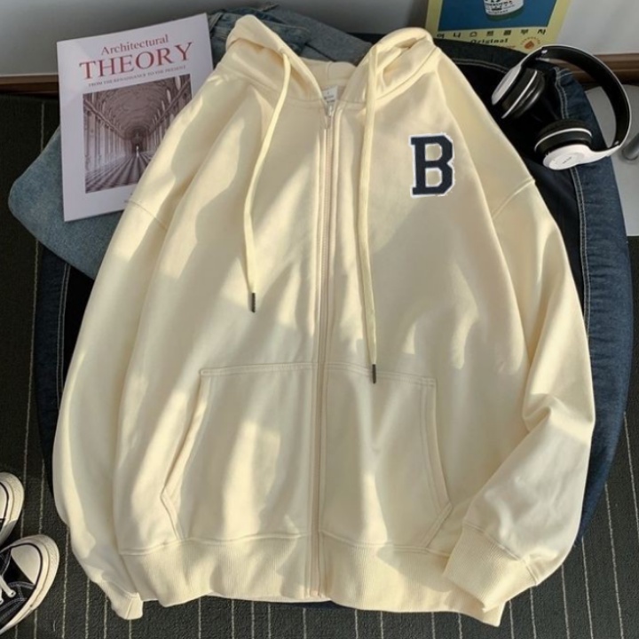 Jacket Sweater B ZIPPER SONI Hoodie Oversize Pria Wanita Atasan Ala Korean Fashion Kasual Kekinian