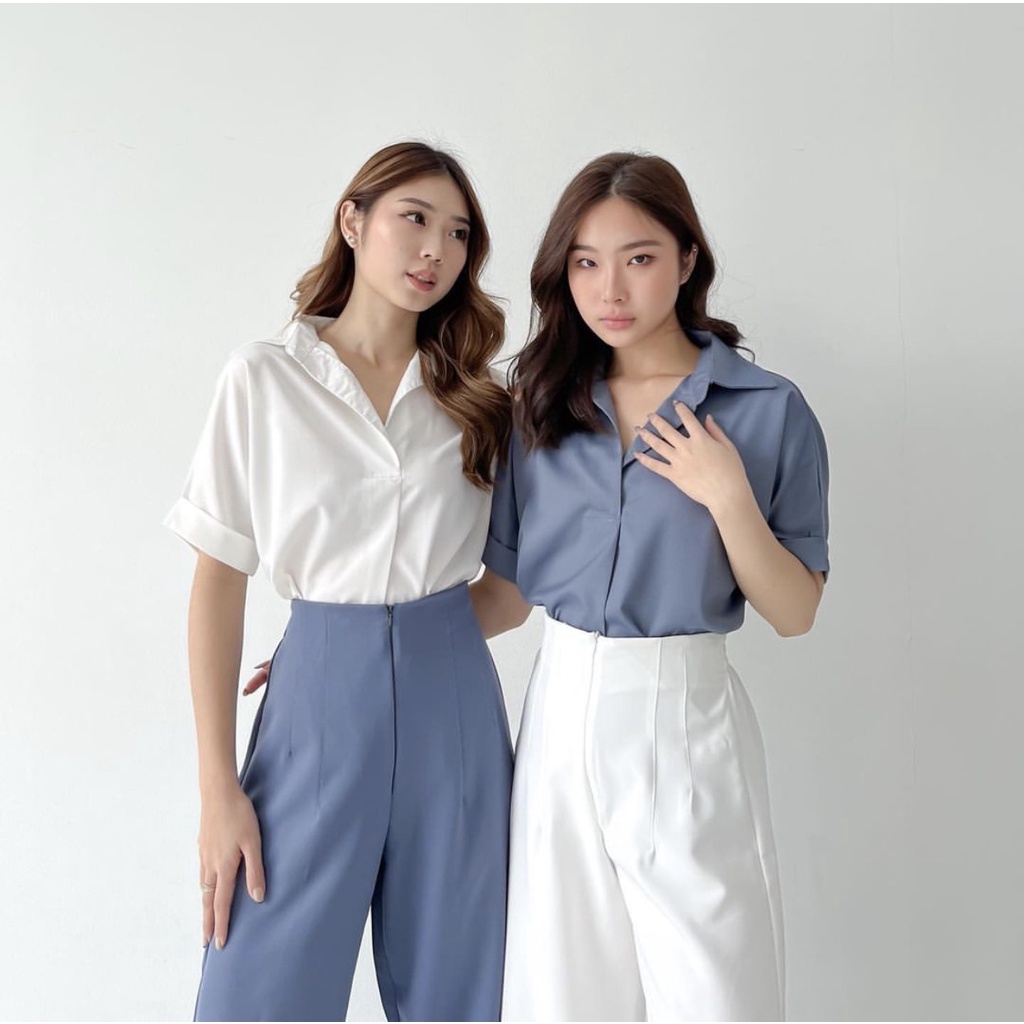 IKO LOOSE BASIC SHIRT - BLOUSE WANITA OVERSIZE PREMIUM KOREA - KEMEJA PESTA - KEMEJA KANTOR WANITA - TOP BASIC MEWAH BUSUI FRIENDLY - ATASAN UNTUK KONDANGAN - TOP SEXY - HADIAH / KADO ULTAH UNTUK CEWEK
