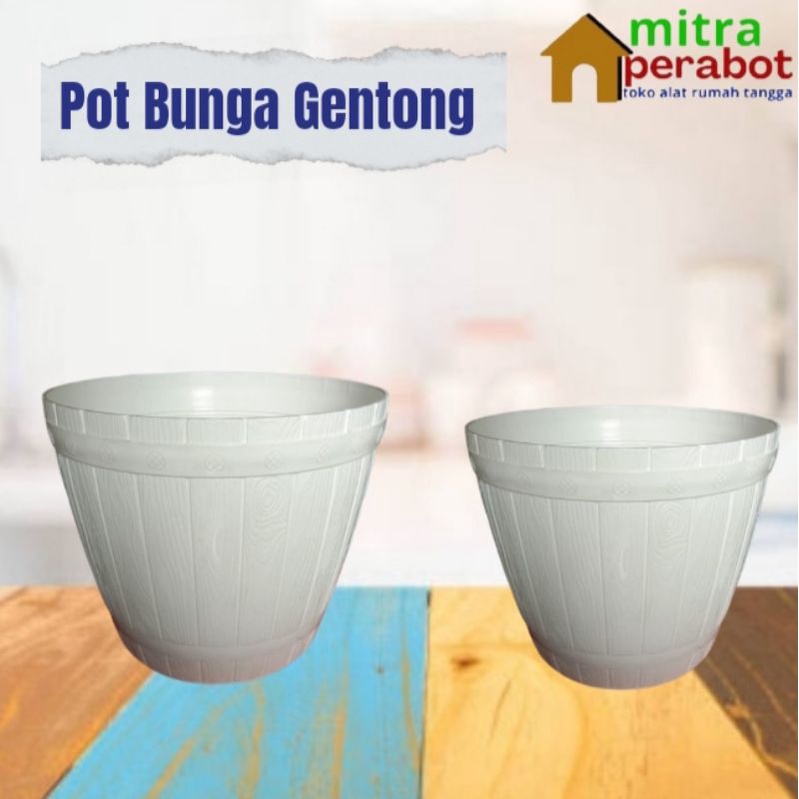 Pot Bunga Gentong Pot Tanaman Putih Pot Bunga Plastik