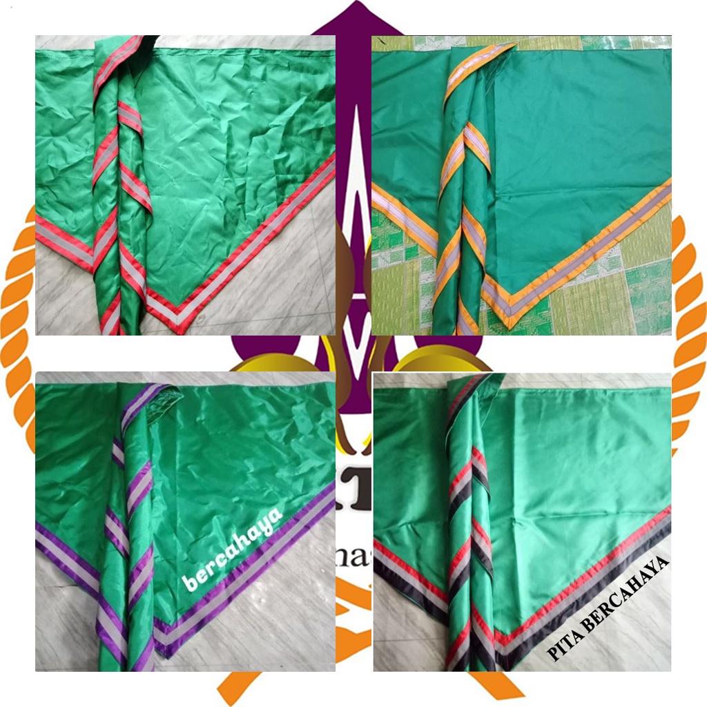 Scarf Pramuka 2 Warna Pita Bercahaya Scraf Pramuka Scarft Slayer Sleyer Pramuka Hijau Pita Bercahaya