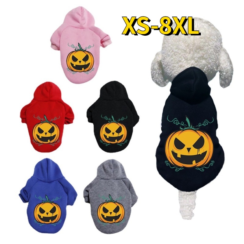 Pakaian Anjing Peliharaan Halloween Labu Anjing Hoodie Pakaian Anjing Mode Peliharaan Musim Gugur Musim Dingin Hangat Anjing Kucing Sweater XS-8XL