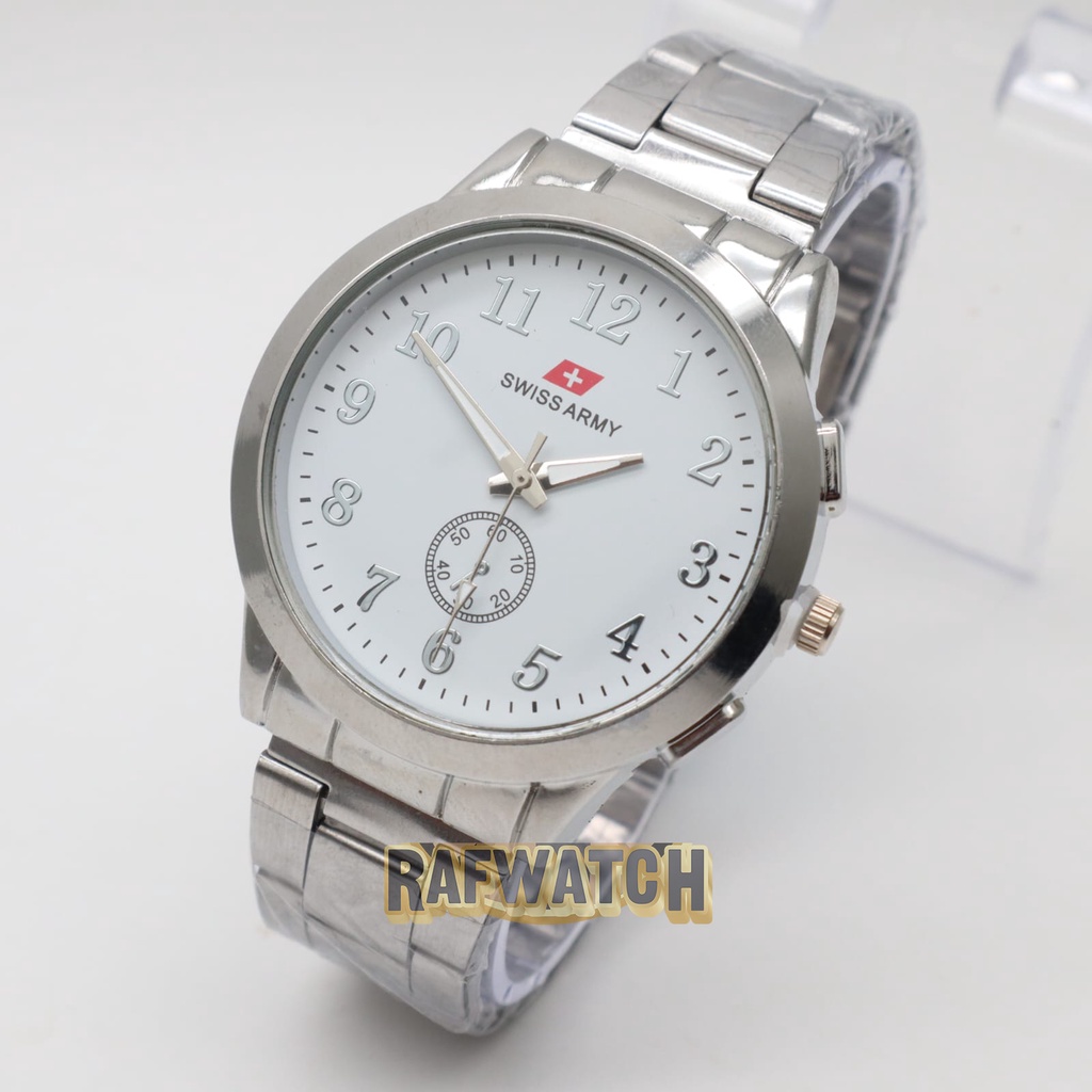 Jam Tangan Pasangan Pria Wanita Analog Casual Rantai Stainless Silver Hitam RPA5