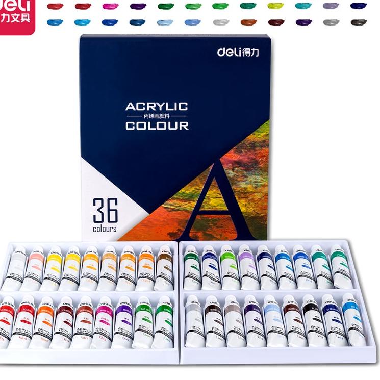 

[KODE PRODUK PJP7960] Deli Acrylic Paint / Cat Akrilik Anak 24/36 Warna Dapat Ditulis di Kain Tanah Liat 73912 73915