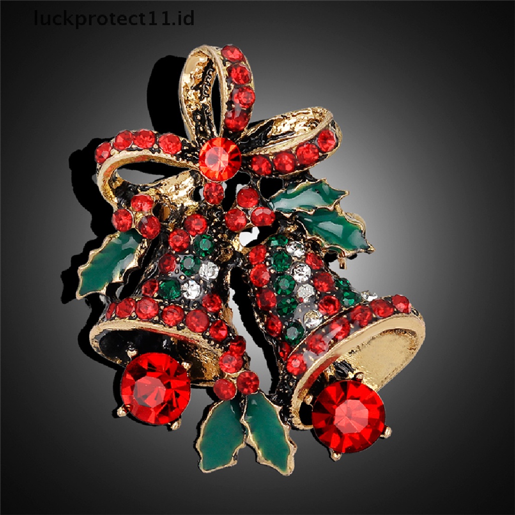 /Fashion Hot// Fashion// 1pc Fashion Natal Berlian Imitasi Lucu Natal Bell Bros Pin Xmas Hadiah Pesta.