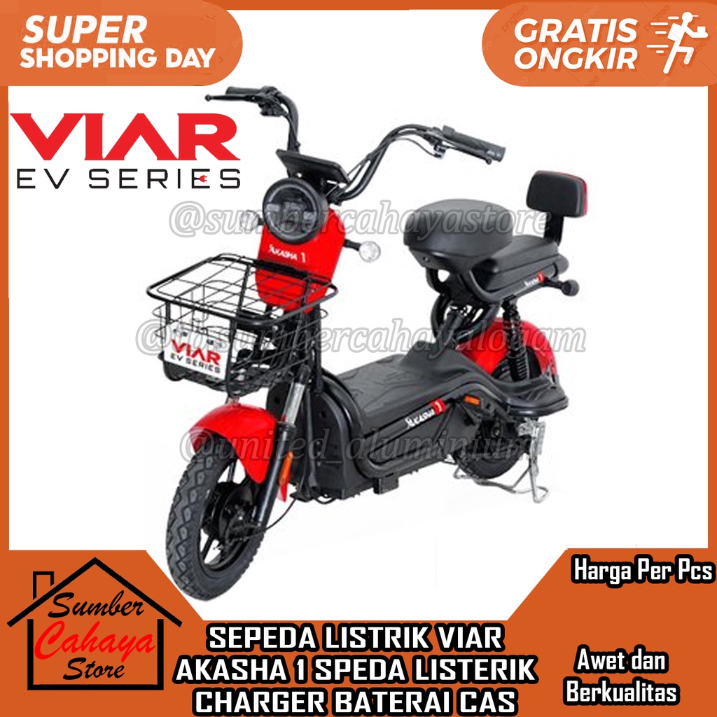 SEPEDA LISTRIK VIAR AKASHA 1 LISTERIK ELEKTRIK ELEKTERIK CHARGER BATRAI BATRE BATERAI BATREI CAS CAS