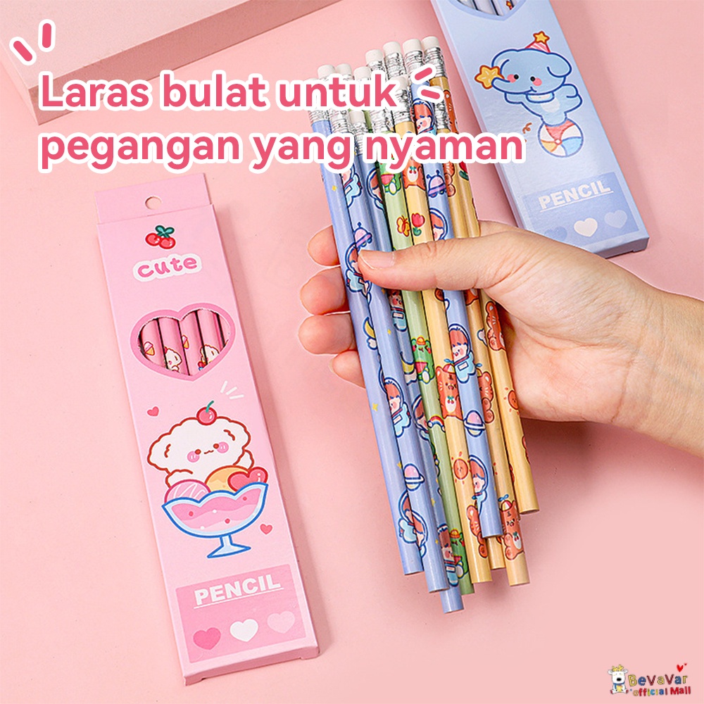 Bevavar 6Pcs Pensil Set Lucu/Alat Tulis Pensil/Stationery Set