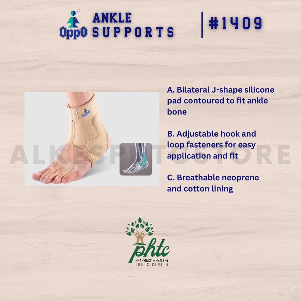 OPPO 1409 Silicon Ankle Support Neoprene l Untuk Pergelangan Kaki Keseleo Atau Bengkak